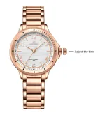 NAVIFORCE NF5021 Water Resistant Stainless Steel Quartz Women's Watch – Dial Color: White, Strap Color: Rose – Thumbnail 4