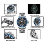 NAVIFORCE NFS1004 Luxury Mechanical Luminous Waterproof Men's Watch – Dial Color: Blue, Strap Color: Silver – Thumbnail 3