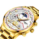 Nibosi 2503 High Quality Stainless Steel Multifunctional Classic Men's Watch – Dial Color: White, Strap Color: Gold – Thumbnail 2