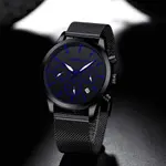 CRRJU 2288 Dive into Luxury Mesh Stainless Steel Casual Men's Watch – Dial Color: Blue, Strap Color: Black – Thumbnail 3