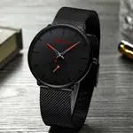CRRJU 2268 Luxury Black Mesh Steel Band Chronograph Casual Fashion Men’s Watch – Dial Color: Red, Strap Color: Black – Thumbnail 4