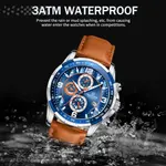 Naviforce NF8020L Luxury Leather Quartz Chronograph Casual Sports Style Men's Watch – Dial Color: Blue, Strap Color:  Brown  – Thumbnail 5