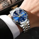 Poedagar 810 Adults Stainless Steel Men's Watch – Dial Color: Blue, Strap Color: Silver – Thumbnail 5