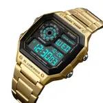 SKMEI 1335 Digital Multifunctional Stainless Steel Sporty Men's Watch – Dial Color: Black, Strap Color: Gold  – Thumbnail 2