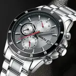 Nibosi 2530 Luxury Stainless Steel Chronograph Men's Watch – Dial Color: Silver, Strap Color: Silver – Thumbnail 2