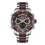 NAVIFORCE NF9189 Stainless Steel Dual Time Wrist Men's Watch – Dial Color: Rose, Strap Color: Silver – Thumbnail 1