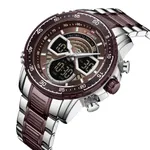 NAVIFORCE NF9189 Stainless Steel Dual Time Wrist Men's Watch – Dial Color: Rose, Strap Color: Silver – Thumbnail 2