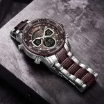 NAVIFORCE NF9189 Stainless Steel Dual Time Wrist Men's Watch – Dial Color: Rose, Strap Color: Silver – Thumbnail 4