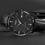 SKMEI 1801 Business Calendar Leather Strap Classic Quartz Watch – Dial Color: Black, Strap Color: Black – Thumbnail 4