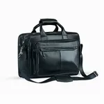 100% Genuine Cow Leather Corporate Briefcase Bag with More Space Office Bag – Color: Black – Thumbnail 2