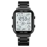 SKMEI 1888 Stainless Steel Calorie Mileage Digital Sporty Men's Watch – Dial Color: White, Strap Color: Black – Thumbnail 1