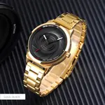 SKMEI 9210 Stainless Steel Analog Luxury Quartz Men's Watch – Dial Color: Black, Strap Color: Gold  – Thumbnail 3