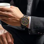 Nibosi 2568 Stainless Steel Multifunctional Chronograph classical Men's Watch – Dial Color: Orange, Strap Color: Black – Thumbnail 4