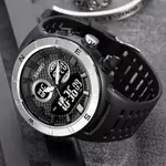 SKMEI 2014 Digital Analog Silicone Strap Waterproof Sporty Men's Watch – Dial Color: Silver, Strap Color: Black – Thumbnail 2