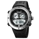 SKMEI 2014 Digital Analog Silicone Strap Waterproof Sporty Men's Watch – Dial Color: Silver, Strap Color: Black – Thumbnail 1