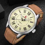 Naviforce NF9126 Luxury Genuine Leather Strap Casual Fashion Men's Watch – Dial Color: Silver, Strap Color:  Brown  – Thumbnail 2