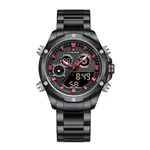 NAVIFORCE NF9217 Military Quartz Stainless Steel Men's Watch – Dial Color: Red, Strap Color: Black – Thumbnail 1