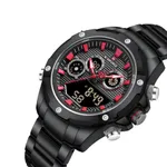 NAVIFORCE NF9217 Military Quartz Stainless Steel Men's Watch – Dial Color: Red, Strap Color: Black – Thumbnail 2
