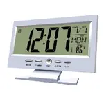 Digital table clock Voice Control LED Snooze Alarm Clock – Color: White – Thumbnail 1