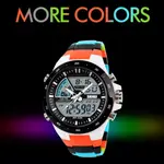 SKMEI 1016 Dual Time PU Leather Sporty Men's Watch – Dial Color: Black, Strap Color: Orange – Thumbnail 3