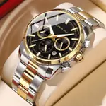 CRRJU 2296 Stainless Steel Quartz Analog Business Classic Men's Watch – Dial Color: Black, Strap Color: Gold  – Thumbnail 2