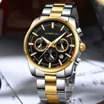 CRRJU 2296 Stainless Steel Quartz Analog Business Classic Men's Watch – Dial Color: Black, Strap Color: Gold  – Thumbnail 3