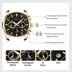 CRRJU 2296 Stainless Steel Quartz Analog Business Classic Men's Watch – Dial Color: Black, Strap Color: Gold  – Thumbnail 5