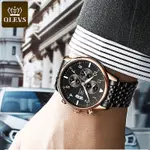 OLEVS 2869 Stainless Steel Chain Multifunctional Waterproof Luminous Men's Watch – Dial Color: Black, Strap Color: Black – Thumbnail 5