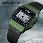 SKMEI 1412 Digital Comfortable Silicone Strap Casual Men's Watch  – Dial Color: White, Strap Color: Green  – Thumbnail 2