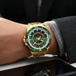 Curren 8359 Luxury Stainless Steel Calendar Men's Watch – Dial Color: Green, Strap Color: Gold – Thumbnail 4