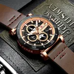 NAVIFORCE 9137 Sports Leather Wrist Strap Analog Quartz Men’s Watch – Dial Color: Rose, Strap Color:  Brown  – Thumbnail 3