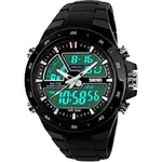 SKMEI 1016 Dual Time PU Leather Sporty Men's Watch – Dial Color: Black, Strap Color: Black – Thumbnail 2