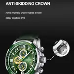 Naviforce NF8020L Luxury Leather Quartz Chronograph Casual Sports Style Men's Watch – Dial Color: Silver, Strap Color: Green  – Thumbnail 5