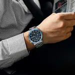 Nibosi 2568 Stainless Steel Multifunctional Chronograph classical Men's Watch – Dial Color: Blue, Strap Color: Silver – Thumbnail 4