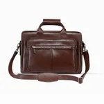 100% Genuine Cow Leather Corporate Briefcase Bag with More Space Office Bag – Color: Brown – Thumbnail 1