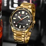 Curren 8426 Stainless Steel Analog Simple Classic Men's Watch – Dial Color: Black, Strap Color: Gold – Thumbnail 3