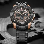 NAVIFORCE NF9175 Stainless Steel Chronograph Men's Watch – Dial Color: Black, Strap Color: Black – Thumbnail 4