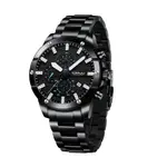 CRRJU 2296 High Quality Stainless Steel Multifunctional Analog Quartz Classic Men's Watch – Dial Color: Black, Strap Color: Black – Thumbnail 1