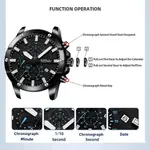 CRRJU 2296 High Quality Stainless Steel Multifunctional Analog Quartz Classic Men's Watch – Dial Color: Black, Strap Color: Black – Thumbnail 3