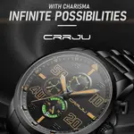 CRRJU 2307 Stainless Steel Multifunction Masterpiece Classic Chrono Men's Watch – Dial Color: Orange, Strap Color: Black – Thumbnail 5
