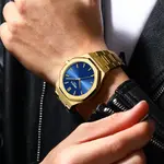 Nibosi 2520 Polygon Waterproof & Stainless Steel Strap Men's Watch – Dial Color: Blue, Strap Color: Gold – Thumbnail 4