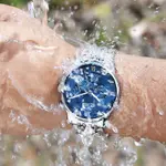 OLEVS 2868 Luxurious Waterproof Braided Stainless Steel Chain Men's Quartz Watch – Dial Color: Blue, Strap Color: White – Thumbnail 2
