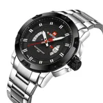 Naviforce 9085 Water Resistant Stainless Steel Quartz Men's Watch – Dial Color: Black, Strap Color: Silver – Thumbnail 2