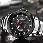 Naviforce 9085 Water Resistant Stainless Steel Quartz Men's Watch – Dial Color: Black, Strap Color: Silver – Thumbnail 3