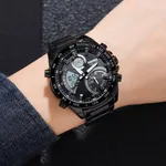 Skmei 1889 Dual Display Chronograph Stainless Steel Men's Watch – Dial Color: Black, Strap Color: Black – Thumbnail 5