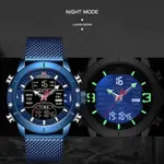 Naviforce NF9153 Mesh Stainless Steel Dual Display Multifunctional Sports Men's Watch – Dial Color: Blue, Strap Color: Blue – Thumbnail 6