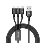 Baseus Rapid Series 3-in-1 Micro & Dual Lightning 1.2M Fast Charging Cable  – Color: Black – Thumbnail 1
