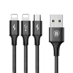 Baseus Rapid Series 3-in-1 Micro & Dual Lightning 1.2M Fast Charging Cable  – Color: Black – Thumbnail 2