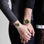 Naviforce NF8039 Luxury Stainless Steel Quartz Analog Casual Couple Watch – Dial Color: Black, Strap Color: Gold  – Thumbnail 4