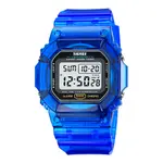 SKMEI 1999 Dual Time Chronograph PU Leather Kid's Watch – Dial Color: White, Strap Color: Blue – Thumbnail 1